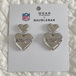 NWT New England Patriots BaubleBar Erin Andrews Silver Stud Heart Earrings NFL